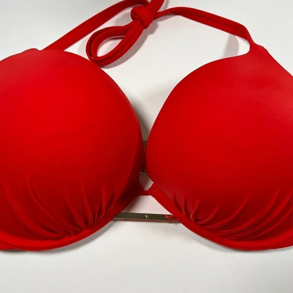 Victoria Secret 38DD Bombshell Push Up Bikini Top Red